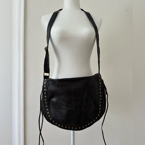 Linea Pelle Black Leather Crossbody Bag